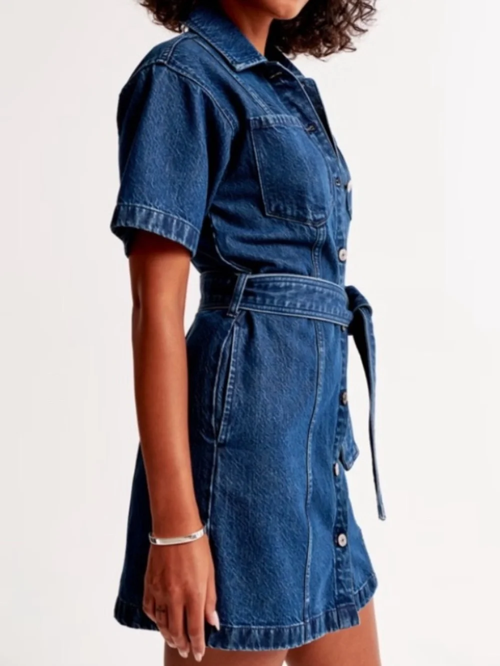 Abercrombie & Fitch Utility 90s Y2K Western Cowgirl Belted Denim Jean Dress L - Picture 12 of 13